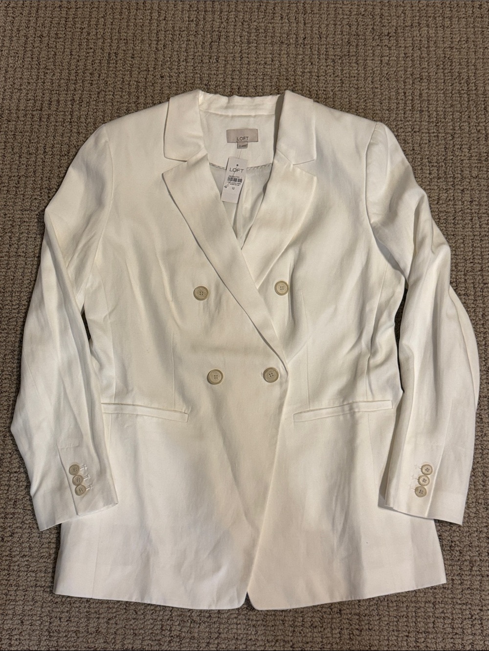 LOFT Women’s Double-Breasted Cream Blazer